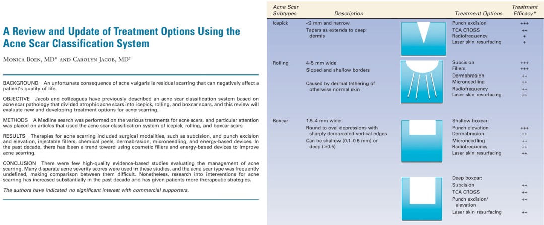 논문 제목과 여드름흉터 분류 도표.jpg