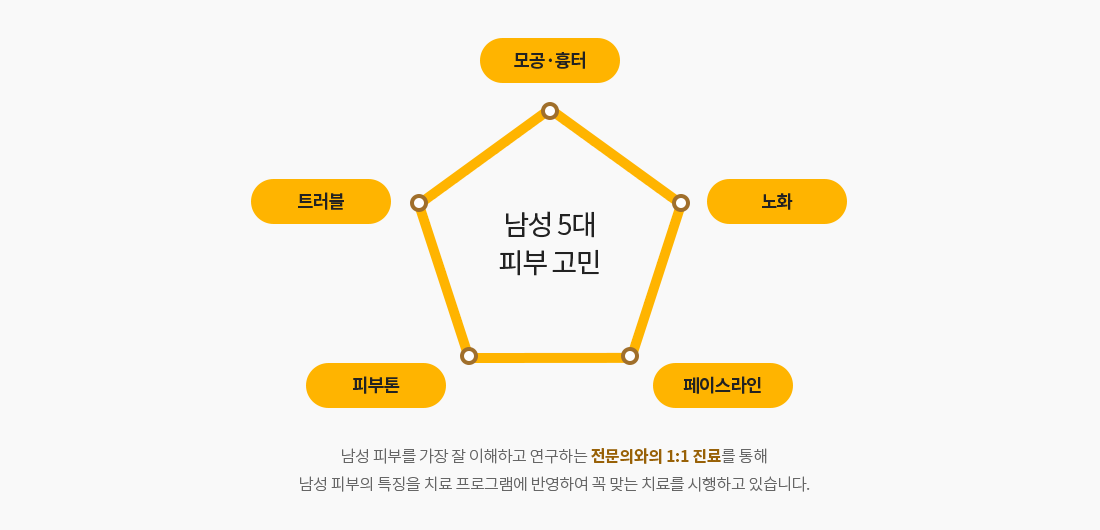 남성 5대 피부 고민 다이어그램